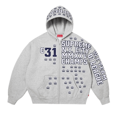 Buy Supreme League Champs Zip Up Hooded Sweatshirt 'Heather Grey