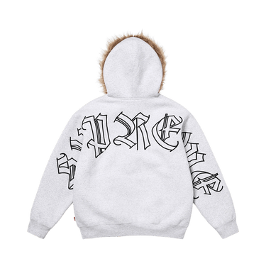 Buy Supreme Faux Fur Zip Up Hooded Sweatshirt 'Ash Grey