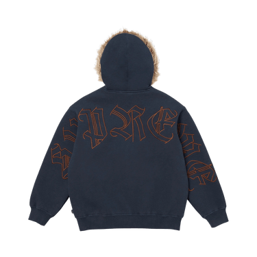 Buy Supreme Faux Fur Zip Up Hooded Sweatshirt 'Navy' - FW25SW23