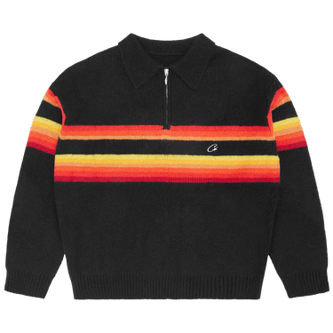 Corteiz Gradient Half Knit Zip Pullover 'Black'