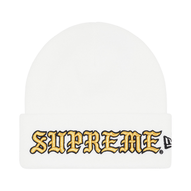 Buy Supreme New Era Old English Beanie 'White' - FW25BN65 WHITE | GOAT