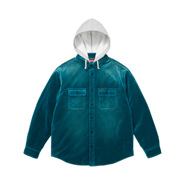 Buy Supreme Quilted Lined Hooded Velvet Shirt 'Teal