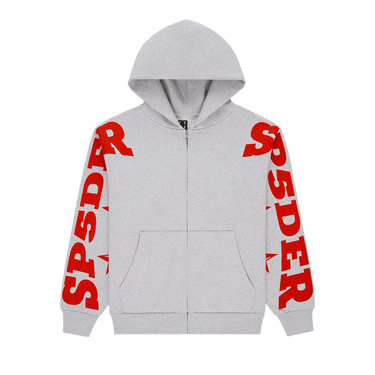 Buy Sp5der Mx555 Zip Hoodie 'Heather Grey' - ST002FW25HGR | GOAT