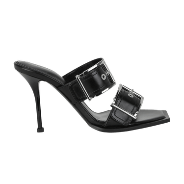 Alexander McQueen Wmns Double Buckle Punk Mule 'Black Silver'