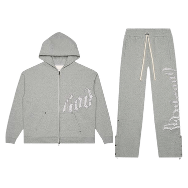 Godspeed OG Logo Sweatsuit V2 'Grey/Silver Satin'