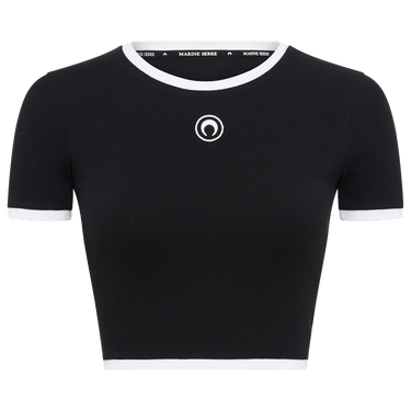 Buy Marine Serre Moon Logo Bicolor Cropped Top 'Black/White