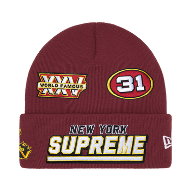Buy Supreme New Era Football Beanie 'Cardinal' - FW25BN69 CARDINAL