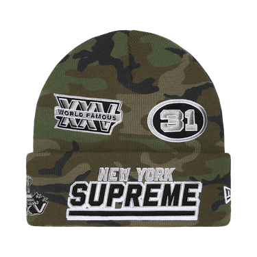 Buy Supreme New Era Football Beanie 'Woodland Camo' - FW25BN69