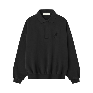Fear of God Essentials Embroidered Classic Polo Sweatshirt 'Vintage Black'