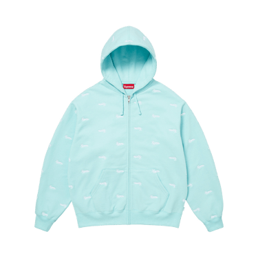 Buy Supreme Repeat Script Zip Up Hooded Sweatshirt 'Aqua