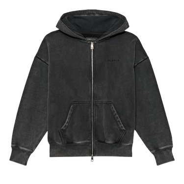 PURPLE BRAND Fleece Zip Front Hoodie 'Black'