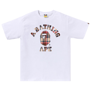 BAPE Check College Tee 'White/Red'