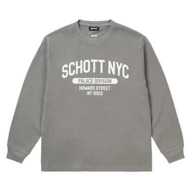Palace x Schott Waffle Long-Sleeve 'Grey'