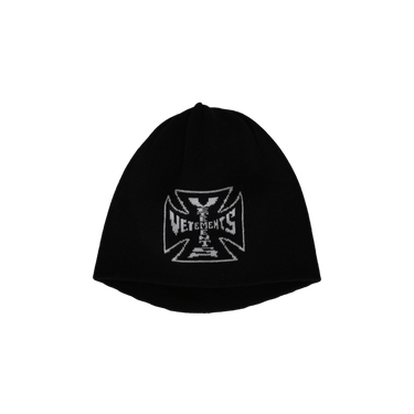 Buy Vetements Biker Cross Logo Beanie 'Black' - UE76BN307B BLAC | GOAT