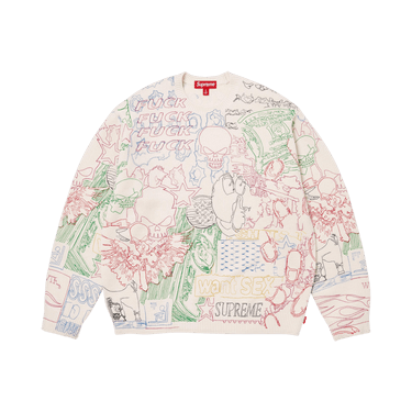 Buy Supreme Collage Embroidered Sweater 'White' - SS26SK28 WHITE