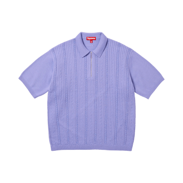 Buy Supreme Beaded Zip Short-Sleeve Polo Sweater 'Lavender