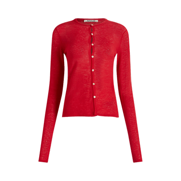 Buy Auralee Sheer Cashmere Knit Cardigan 'Red Orange' - A26SC01CJ
