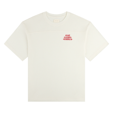 Aimé Leon Dore Pointelle Stacked Logo Tee 'Coconut Milk'