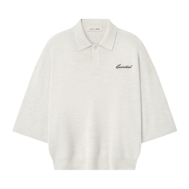 Fear of God Essentials Signature Quarter Sleeve 90's Knit Polo 'Oatmeal Heather'