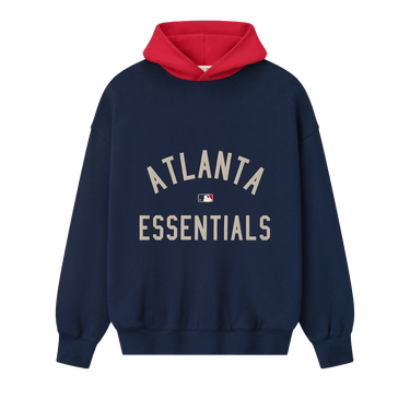 Fear of God Essentials x MLB Braves Sport Fit Pullover Hoodie 'Midnight Navy/Red'