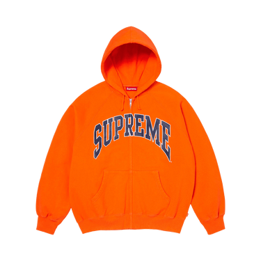 Buy Supreme Cracked Raglan Zip Up Hooded Sweatshirt 'Dark Orange