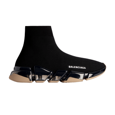Balenciaga Speed 2.0 Full Clear Sole Recycled Knit Sneaker 'Black Beige'