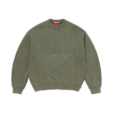 Buy Supreme Overdyed Raised Sweater 'Olive' - SS26SK38 OLIVE | GOAT