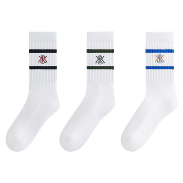Kith 3-Pack K Crest Striped Cotton Crew Socks 'White'