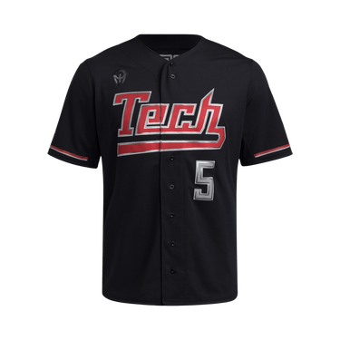 Adidas Texas Tech Strategy Full-Button Jersey 'Black'