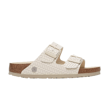 Birkenstock Arizona Leather Woven Sandal 'Emboss Ecru'