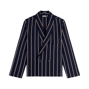 Aimé Leon Dore Striped Jacquard Shawl Collar Jacket 'Sky Captain'
