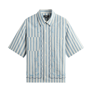 Kith Spun Silk Linen Stripe Paxton Buttondown 'Light Indigo'