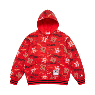 Buy Supreme x Mitchell & Ness Teams Zip Up Hooded Sweatshirt 'Red