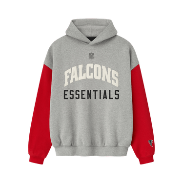 Fear of God Essentials Falcons Sport Hoodie 'Concrete Heather/ Red'