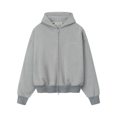 Fear of God Essentials Signature Classic Full Zip Hoodie 'Concrete Heather'