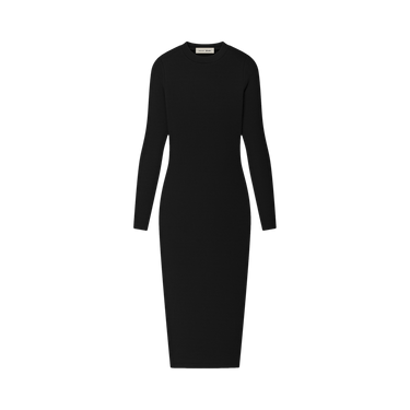 Fear of God Essentials Rib Knit Fitted Long Sleeve Dress 'Vintage Black'