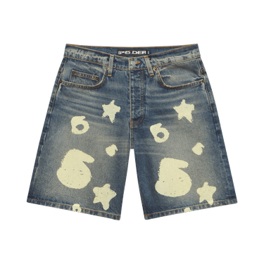 Sp5der Indigo Beluga Denim Short 'Blue'
