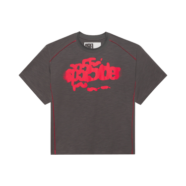 Sp5der Slate Contrast Stitch Slub Tee 'Black'