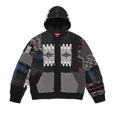 Buy Supreme Patchwork Zip Up Hooded Sweater 'Black' - SS26SK37