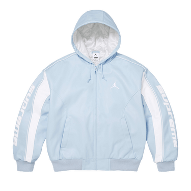 Buy Supreme x Jordan Hooded Leather Jacket 'Light Blue' - SS26J10