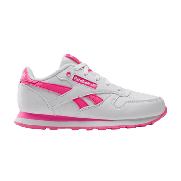 Reebok Classic Leather Little Kid 'White/Atomic Pink/Electric Yellow'