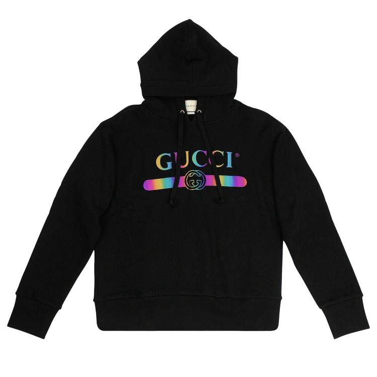 Gucci Cotton Logo Pullover Hooded Sweatshirt 'Black' - Gucci - 475374 ...