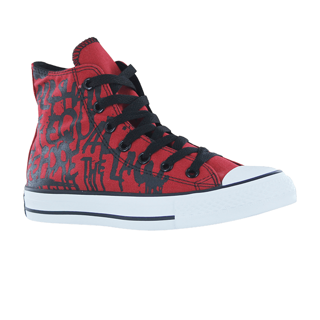 Chuck Taylor All Star Hi Top Rock Script Print Red