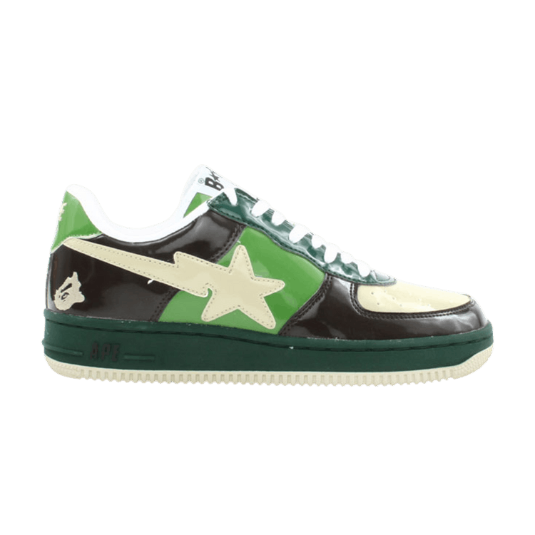 Bapesta　FS-001 希少 本革 グリーン A Bathing Ape Bape Sta Low Green & Clear Men's Size 10 FS 001 Rare