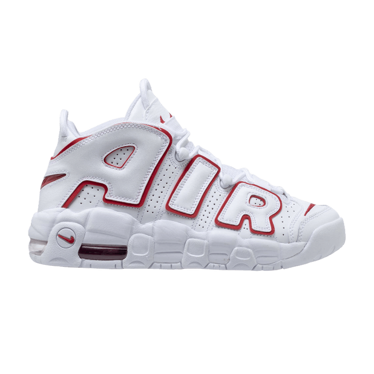 Nike uptempo white varsity deals red