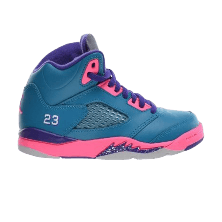 teal pink purple jordan 5s
