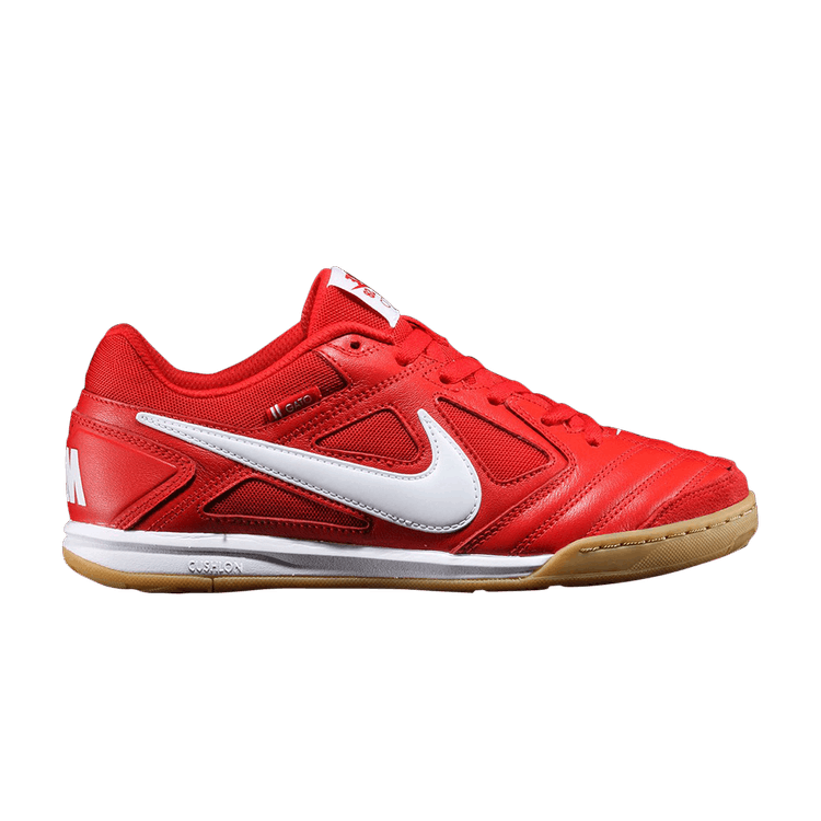 Red and White IC Indoor & Futsal Soccer Shoes: Supreme x Nike SB Gato