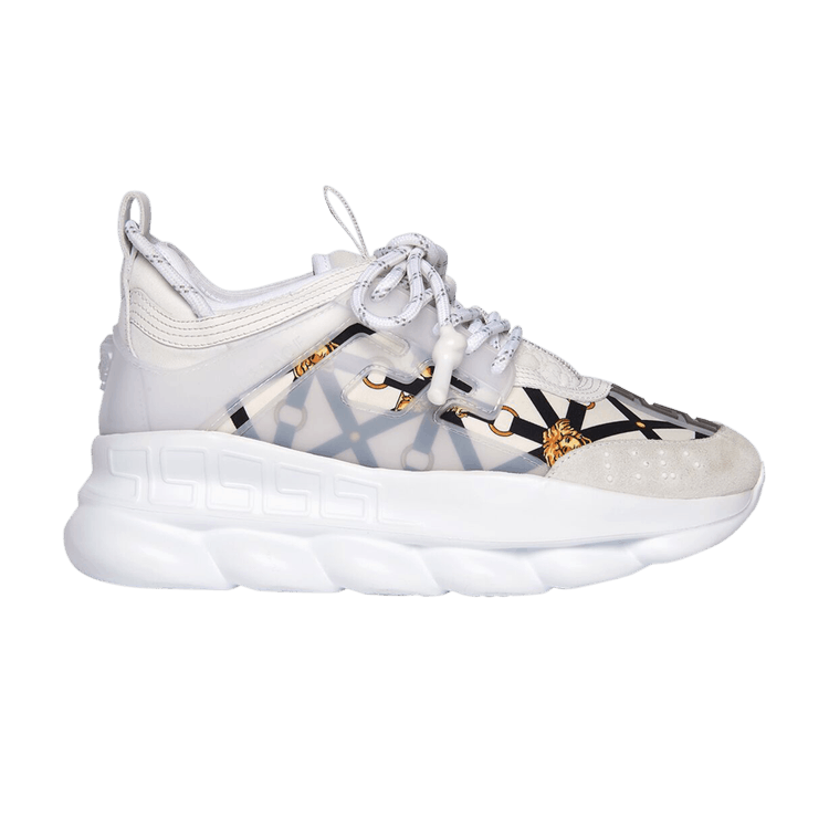 Versace White And Black Mesh Chain Reaction Sneakers
