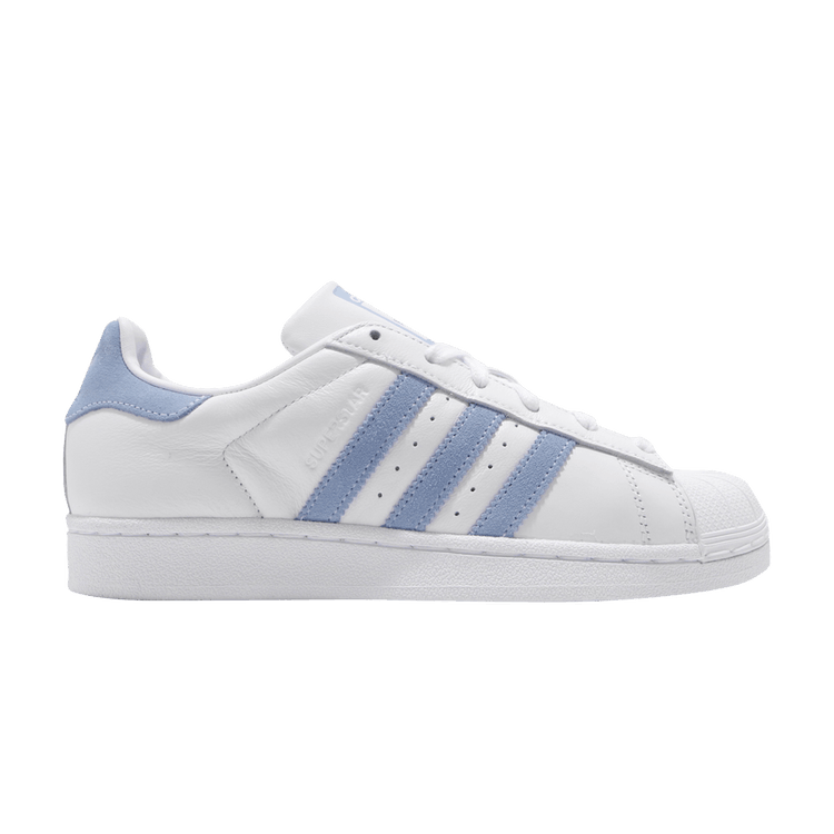 adidas Superstar Shoes - Men's - Cloud White / Glow Blue / Cloud White - 10