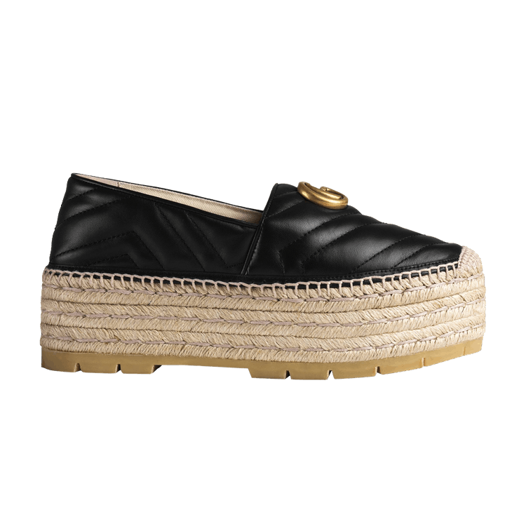 Gucci Wmns GG Espadrilles Double Platform 'Black' GOAT